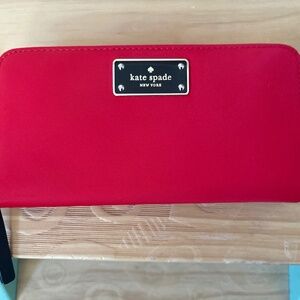 Kate Spade red Nylon zip wallet